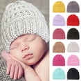 thumbnail image 2 of Pnellth Baby Hat Solid Color Breathable Soft Comfortable Cute Warm-keeping Casual Boys Girls Autumn Warm Outdoor Knitting Hat Photography Prop, 2 of 8
