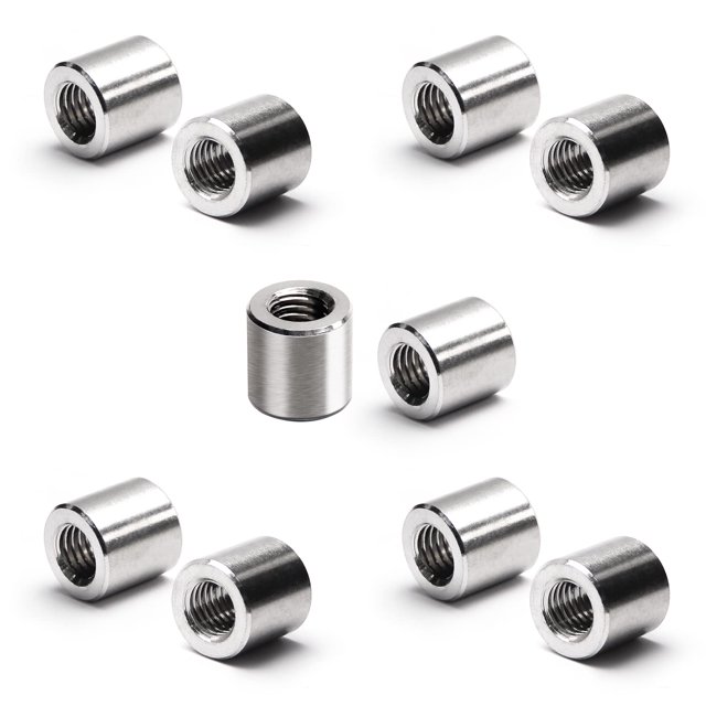 HUGFEGWE M12x20x20mm 10PCS Round Connector Nuts Rod Coupling Nut Threaded Sleeve Rod for Continuous Threaded Rod CJB91-25824