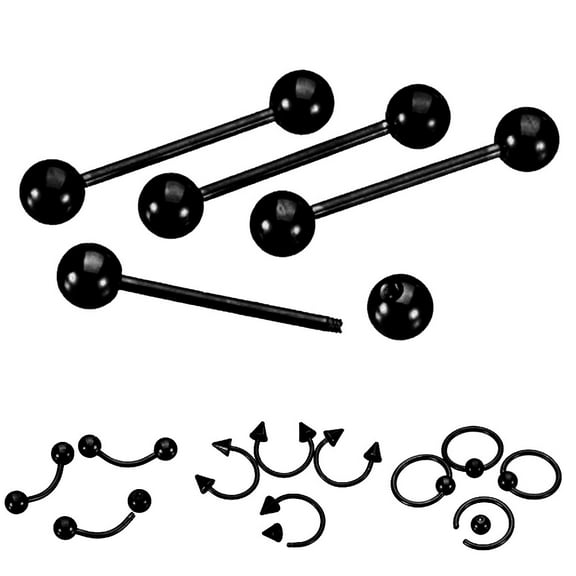 Yesbay 9 Pcs Mixed Style Lip Nipple Tongue Bar Barbell Ring Labret Body Piercing Jewelry