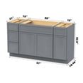 thumbnail image 4 of Vanity Art 57" Freestanding Bathroom Vanity Cabinet without Top in Smoky Gray, 4 of 6