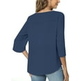thumbnail image 3 of DreamFish Women's Square Neck Tops Half Ruffle Split Sleeve Curved Hem Loose Fit Shirt, 3 of 4