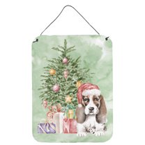 Carolines Treasures CK8223DS1216 Basset Hound Puppy Design2 Christmas Presents and Tree Wall or Door Hanging Prints