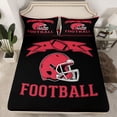 thumbnail image 2 of jejeloiu Football Game Gaming Bed Sheets,Red Rugby Helmet King Sheets For Ball Lover 4-Piece, 2 of 7