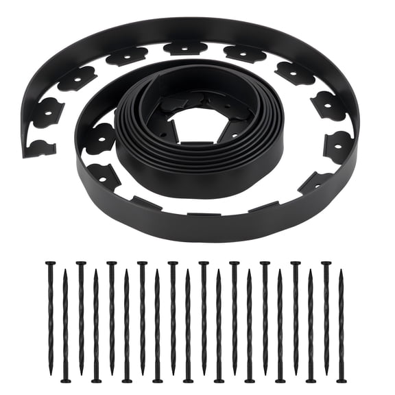 VEVOR Landscape Edging, 20 ft x 2 in Plastic Garden Border Edging with 20 Spikes, No Dig, Flexible Lawn Edgings Roll, UV-Resistant Mini Fence Borders Pathway Edgings for Flower Beds Yard Paver