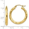 thumbnail image 2 of 14k Yellow Gold Textured Hoop Earrings 25mm long 3mm Thick Hoop Earring for Women, 2 of 2