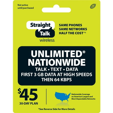 Straight Talk Unlimited* Text, Talk and Web Access 30-Day Service Card (Email Delivery)