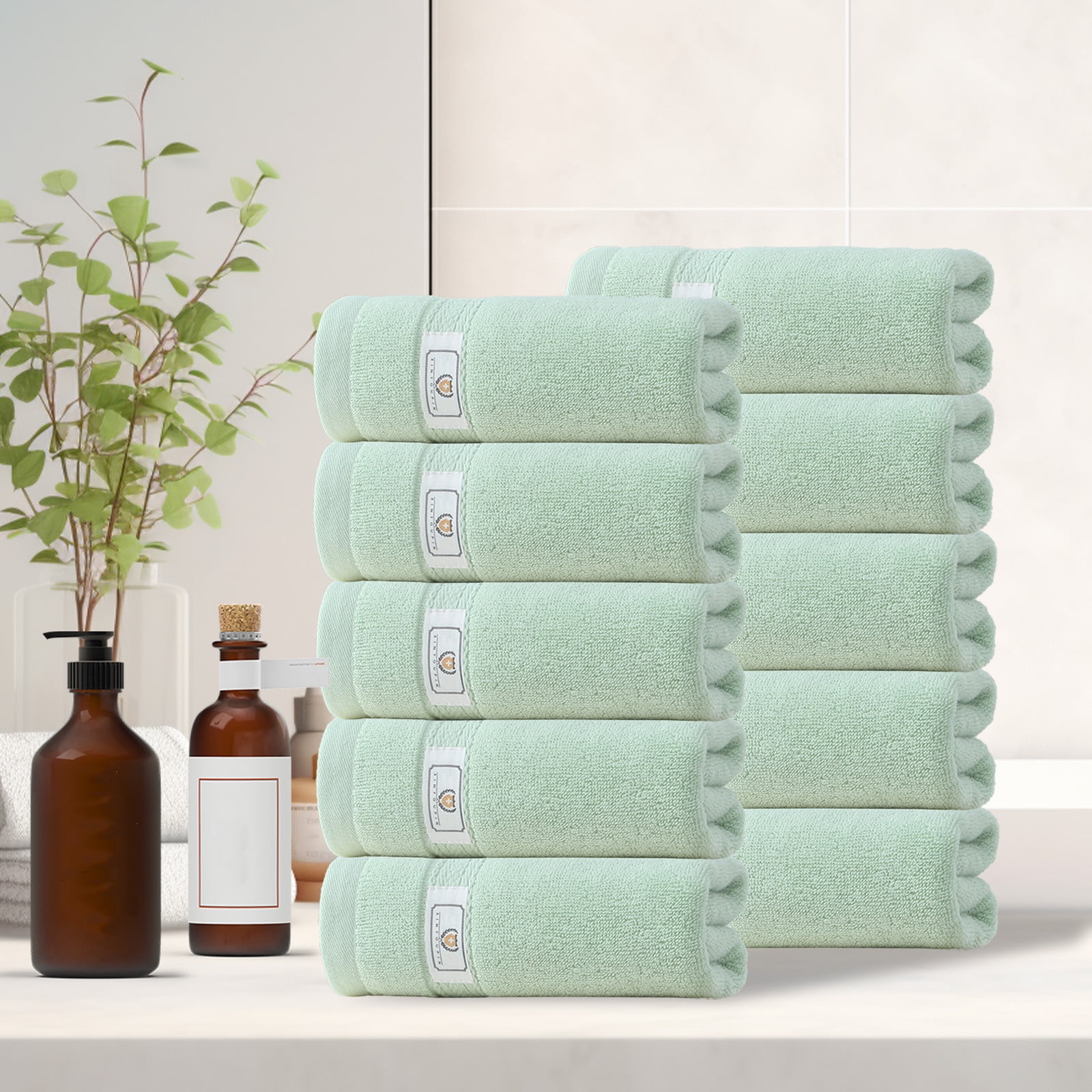 Summer Savings Clearance! Boovnll 10 Pack Hand Towels for Bathroom, 13x29" Super Soft & Absorbent Quick Dry Solid Color Cotton Towels, Thicken Microfiber Hand Towels for Hotel, Pool, Beach, Towels
