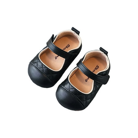 

Tenmix Toddler Mary Jane Magic Tape Crib Shoes Prewalker Flats First Walker Loafers Baby Girls Lightweight British Princess Shoe Black 4.5C