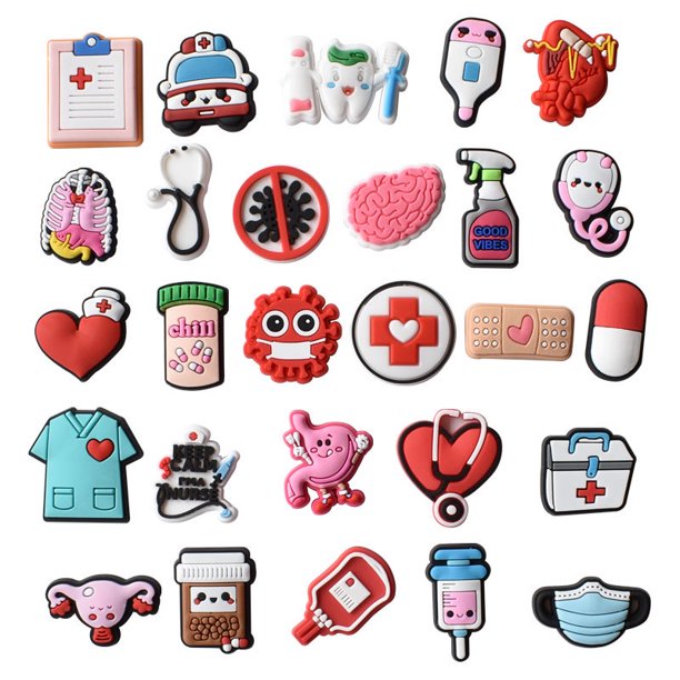 27 piezas de abalorios para zapatos, abalorios de PVC para zapatos, alfileres médicos, zapatos para decoración de pulseras