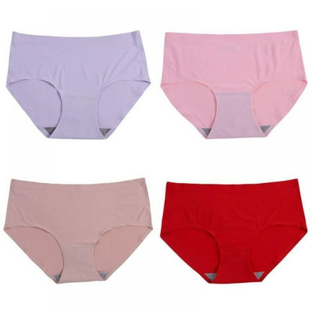 

Wisremt Women s Comfortable and Breathable Seamless Briefs Extra Thin Mid-Rise Cool Silk Panties - 4Pack