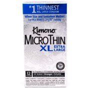 Kimono MicroThin XL Pack of 36 - Ultra Thin Lubricated Condoms, Natural Latex, Vegan-Friendly, No Latex Odor, Extra Thin, Widest-Base - Enhanced Sensitivity