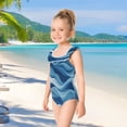 thumbnail image 5 of Girls Ruffle One Piece Swimsuit, Stretchy Fabric for Beach & Pool Activities A Seamless Pattern Of Blue, 5 of 8