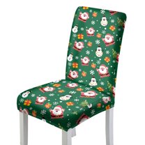 COEQINE Christmas Dining Room Chair Slipcovers 2-Pack, Stretch Machine Washable Covers Protect from Spills & Pet Hair, Universal Fit for Most Dining Chairs, Santa Claus Snowman Green