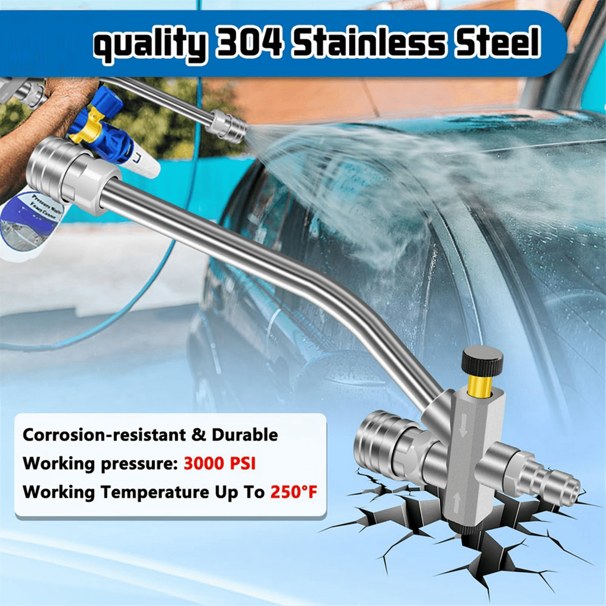 Pressure Washer Dual-Connector Tool with 7 Pressure Washer Nozzle Tips, 1/4 Quick Connect Switch Doubl
