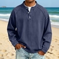 thumbnail image 3 of Daiosportswear Men's Vintage Henley Shirts Classic Long Sleeve Button Shirts Solid Color Casual Distressed Acid Washed Tops Navy XXXL, 3 of 6