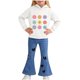 thumbnail image 1 of Conjunto de sudadera con capucha de manga larga para niños, estampado de patchwork, cuello redondo, manga larga y pantalones acampanados casuales con cintura elástica, conjunto relajado, conjunto de p, 1 of 8