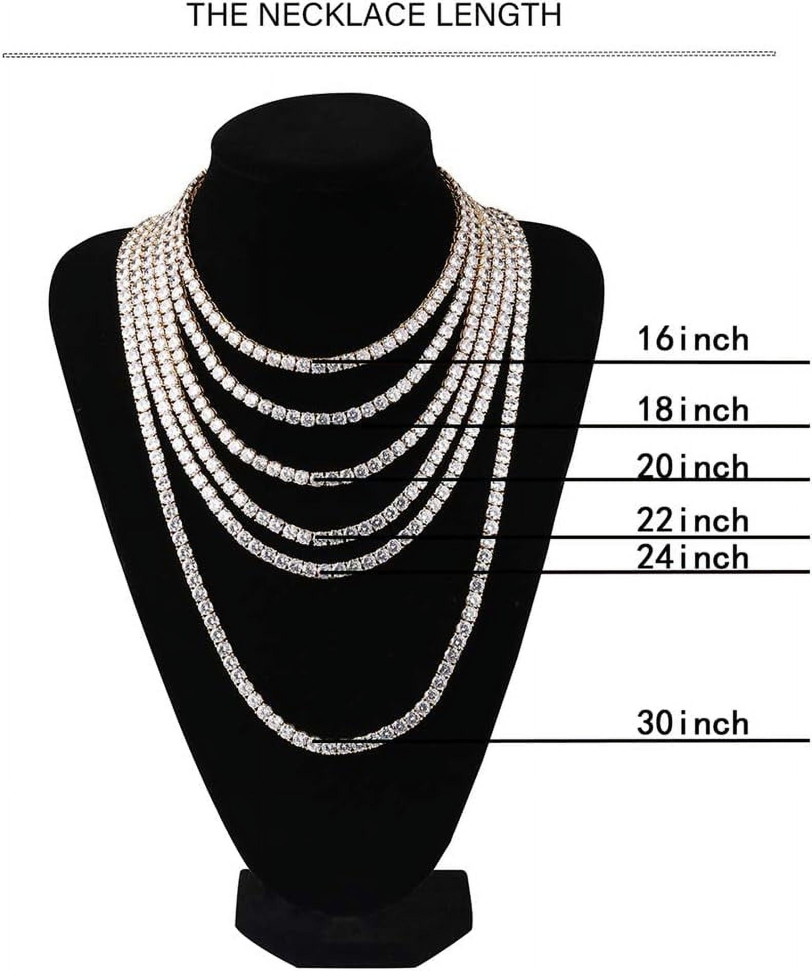 Leander 6MM Tennis Chain Necklace 18k Gold Plated 1 Row Lab Simulated Diamond Iced Out Cubic Zirconia Chain Men's Hip hop Tennis Choker Necklace Chain for Men Women