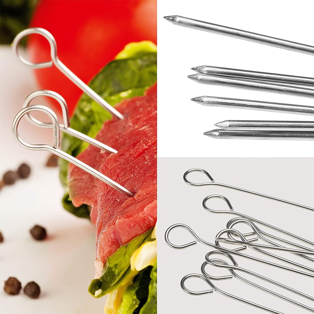 NOGIS 7.87Inch Stainless Steel Skewers, Barbecue Skewers, BBQ Skewers