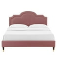 thumbnail image 5 of Platform Bed Frame, Rivet Nailhead, King Size, Pink, Velvet, Mid Century Bedroom, Modern Contemporary Boutique HB35461, 5 of 12