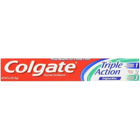 Colgate Travel Size Toothpaste Triple Action, 2.5 oz (Pack of 3)