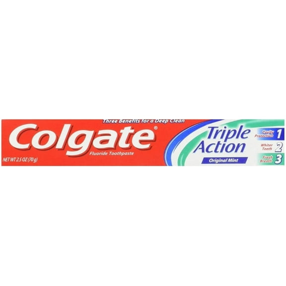 Colgate Travel Size Toothpaste Triple Action, 2.5 oz (Pack of 3)