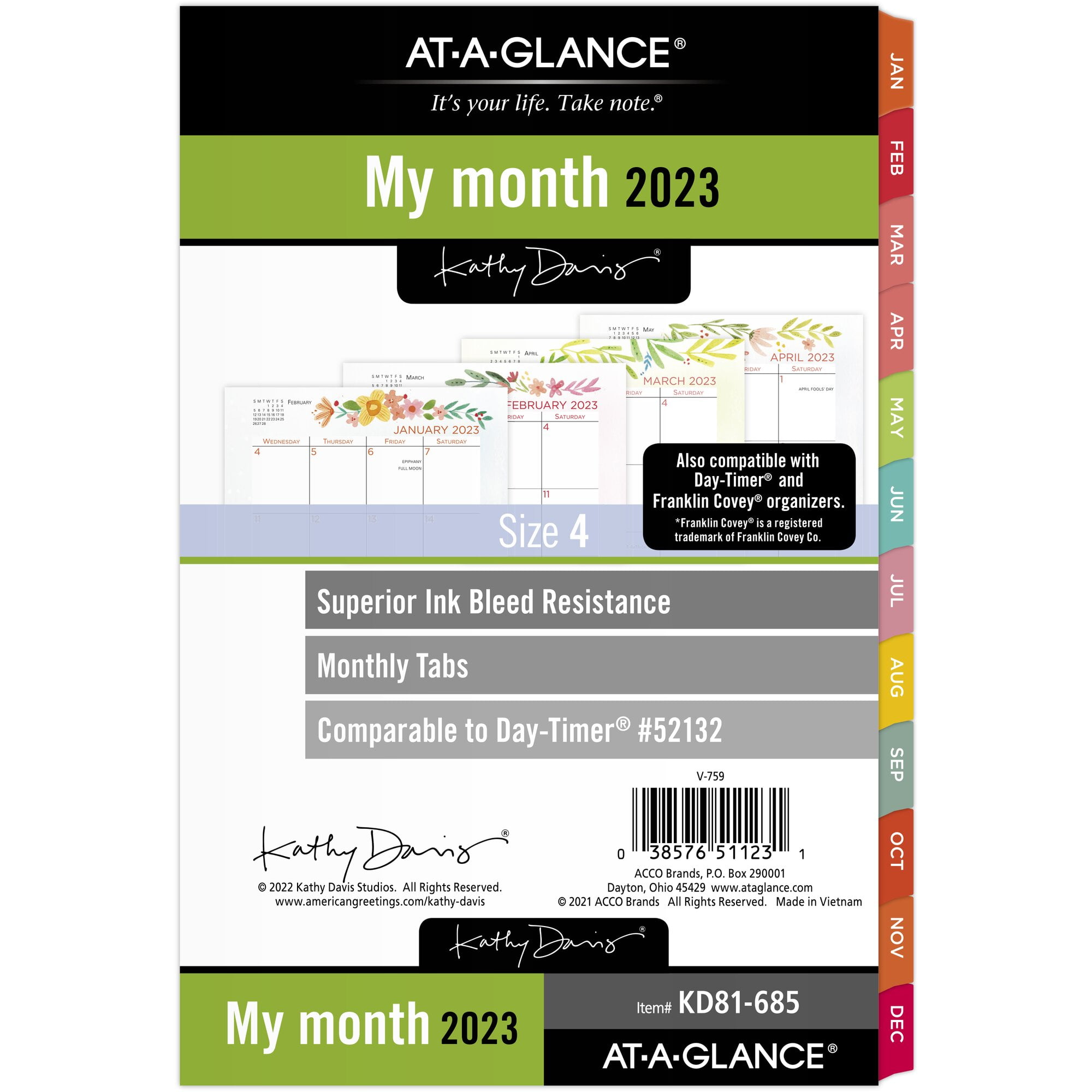 AT-A-GLANCE Kathy Davis 2023 Monthly Planner Refill Loose-Leaf Desk Size 5 12 x