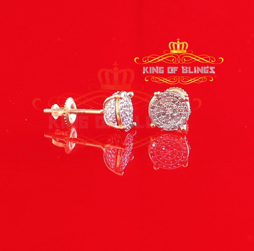 King of Bling's 0.15ct Diamond 925 Sterling Silver Yellow For Men & Women Round stud Earrings