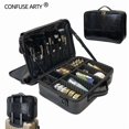 thumbnail image 3 of New  Professional Make Up Box Large Capacity Storage Travel Toiletry Makeup Suitcase PU Leather Cosmetic Bag, 3 of 6