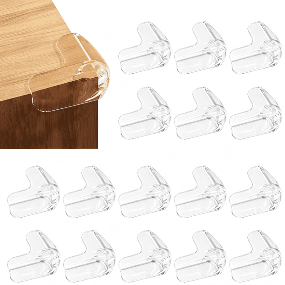 XIBUFE Baby Furniture Corner Protector - Soft Silicone Edge & Corner Guards,16 Pack of Transparent Bumpers for Tables, Desks, Cabinets Child Safety Essentials for Toddlers & Kids