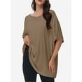 thumbnail image 4 of 3-pack Khaki Women's Plus Size T Shirts Oversized Tees Summer Half Sleeve Crew Neck Tunic Tops, 4 of 6