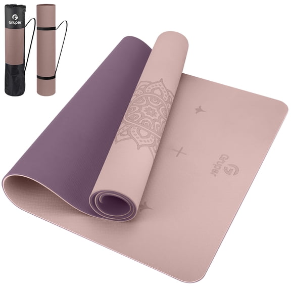 Yoga Mat Non Slip TPE Thick Yoga Mat with Alignment Mark, Large Size 72"L x 32"W x 0.24"Th, Anti-Tear Exercise & Fitness Mat for Yoga, Pilates & Floor Workouts