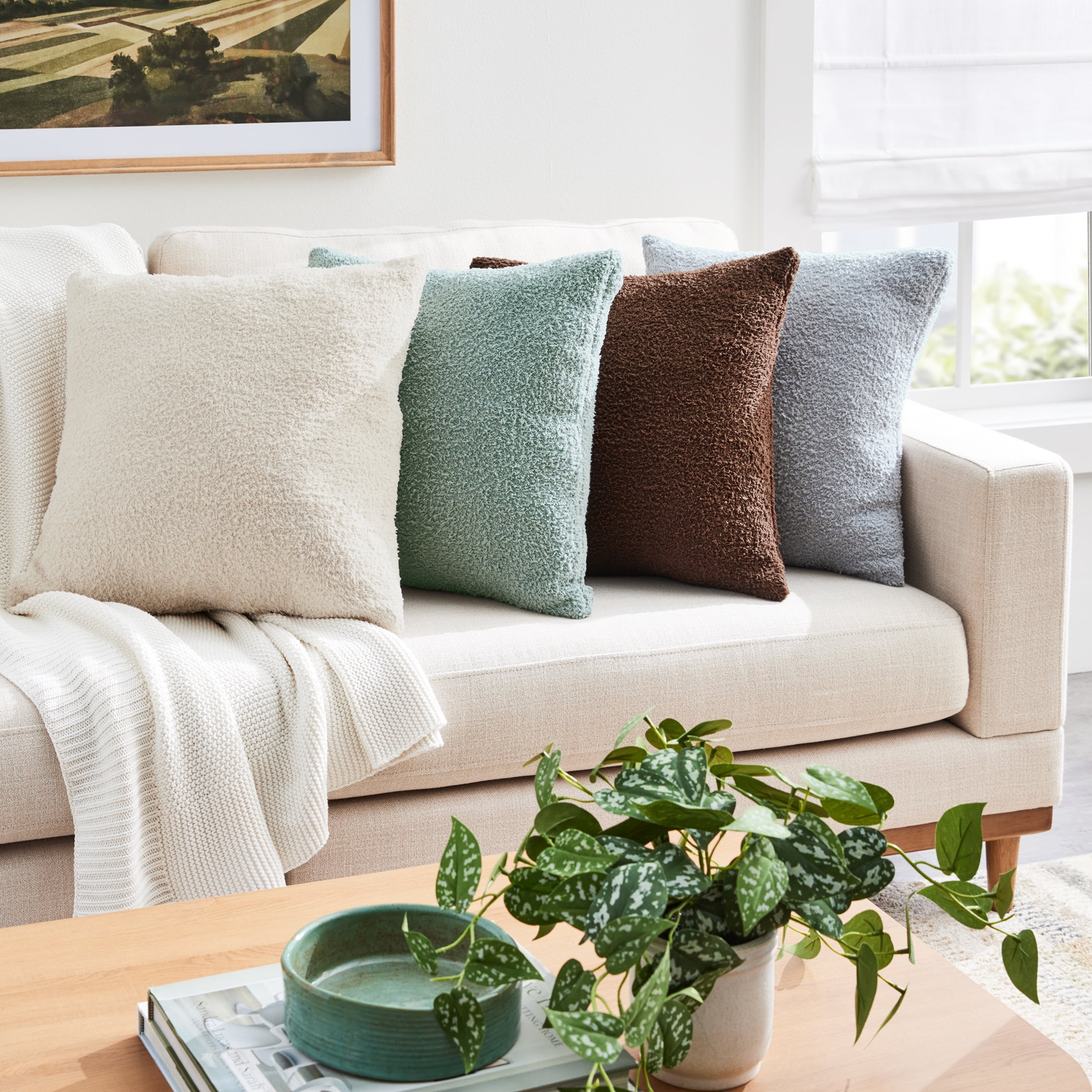 Better Homes & Gardens 20" x 20" Cozy Knit Decorative Pillow, Papyrus Beige, (1 Count), All Ages