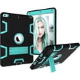 thumbnail image 4 of Case for iPad Mini 5 (2019), Slim Duty Drop Proof Shockproof Protective Armor Cover with Built-in Stand for Apple iPad 7.9 Inch 2019 Release (Black+Aqua), 4 of 14