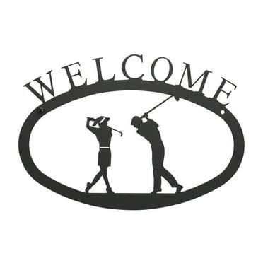 Two Golfers - Welcome Sign Large
