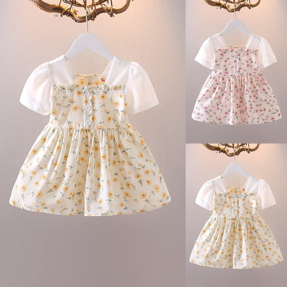 Vedolay Dress Flower Girls Pageant Party Dresses Kids Special Occasion Floral Formal Dress,Pink 0-6 Months