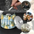 thumbnail image 4 of Yayeee Ashtray with Lid for Cigarette Smokeless Stainless Steel Home Ash Holder, Retro Lemon Leaves, 4 of 7