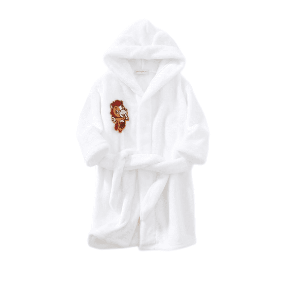 LYMAYTER Boys Gilrs Robes Flannel Fashion Hooded Bathrobe Cute Animal Patches Toddler Pajamas 1-12Y