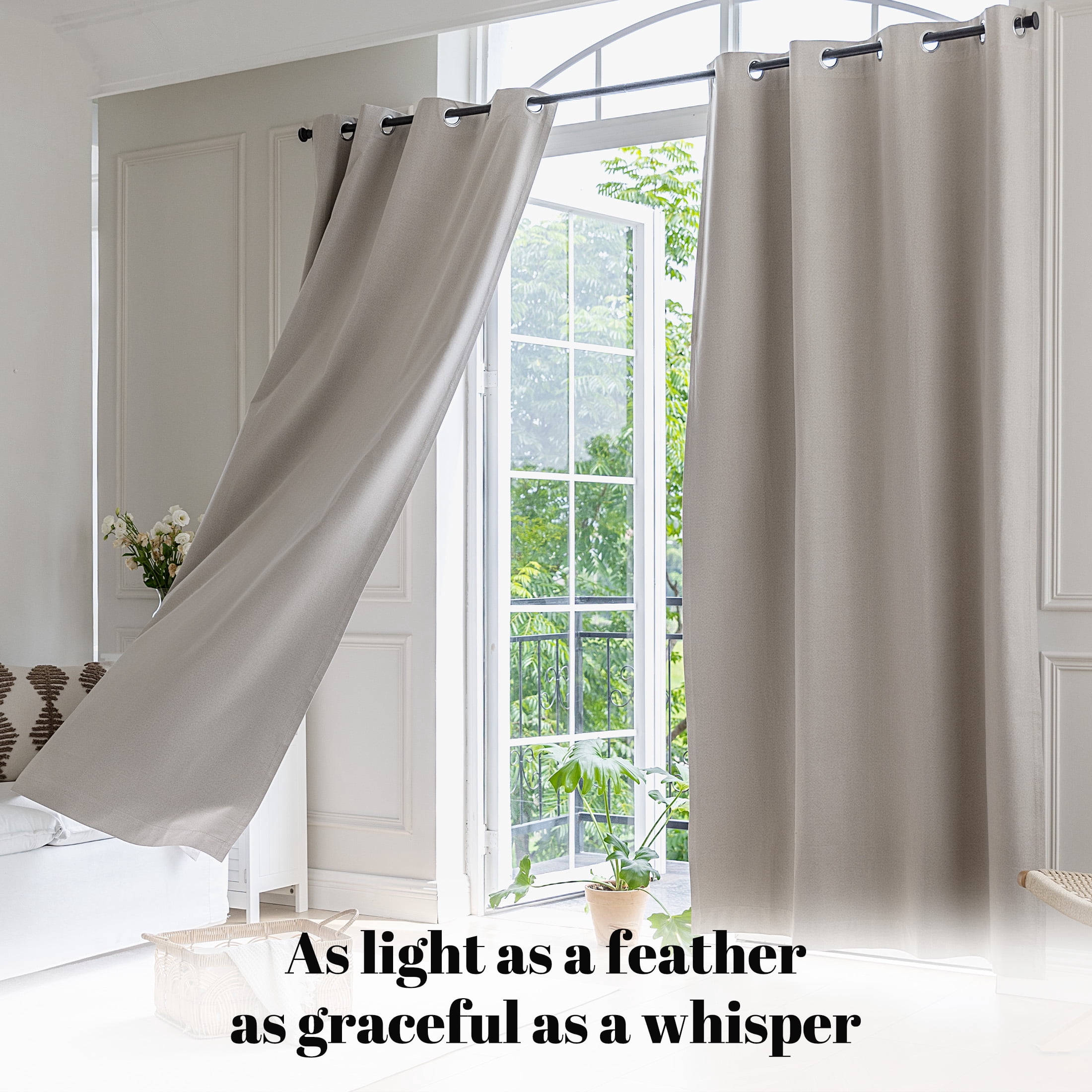 Sonive 42" x 63" Blackout Curtains Pack of 2, Grommet Top Living Room Bedroom Curtain, Beige