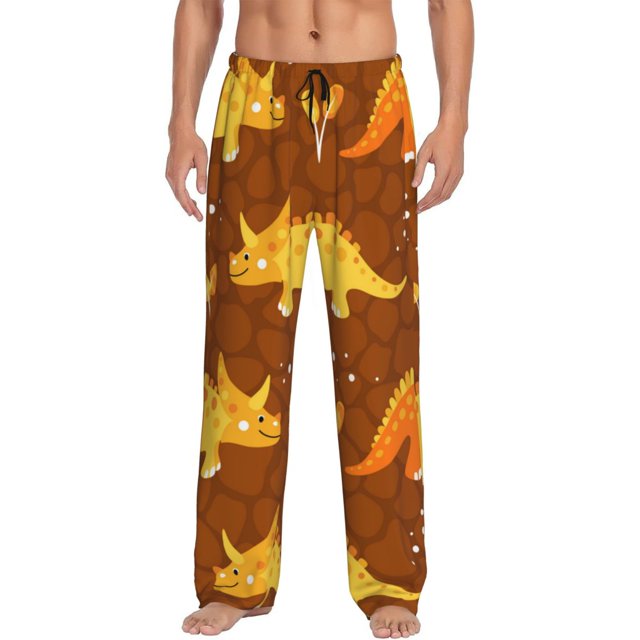 Balery Dinosaurs and Leaves Pantalones de pijama para hombre, pijama ultraligero, pantalón de descanso-Medium