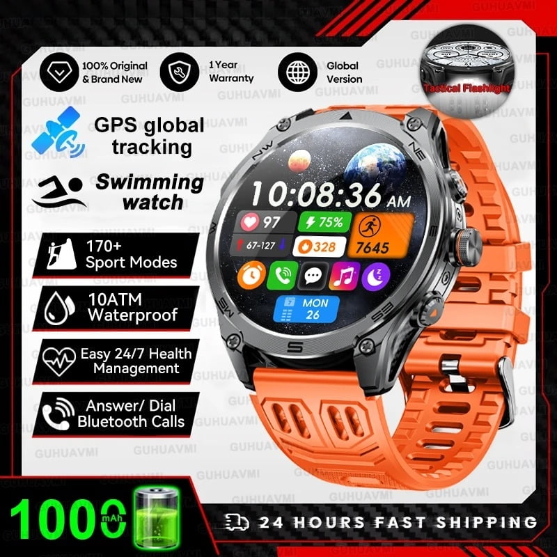New Military T-Rex 3 Ultra GPS Smart Watch 1000mAh Battery 10ATM Waterproof Compass Flashlight Sports Smartwatch Men