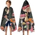 thumbnail image 3 of Red Mushroom Butterfly Black Pattern Hooded Bath Towel，60"x35" for Ages 3 To 12 Kids, Quick Dry Lightweight Soft Microfiber Hood Beach Towel Cover Up for Kids, 3 of 7