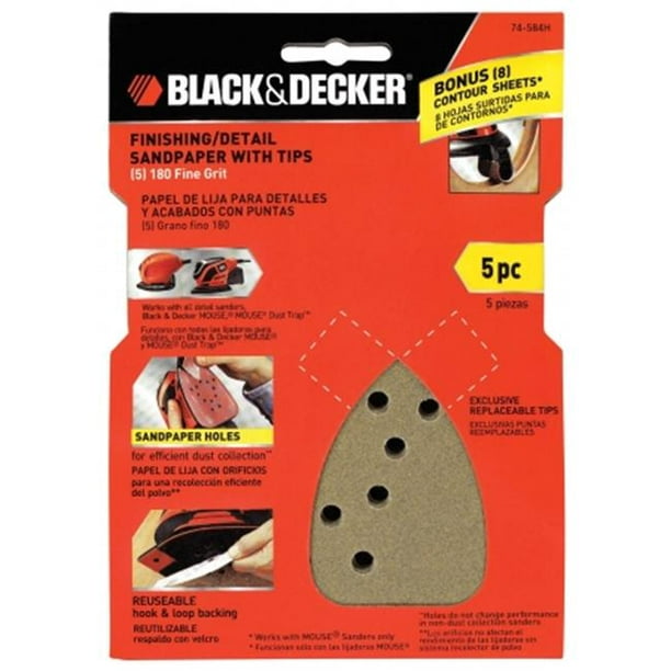 Black & Decker Outils Électriques 74-584H 5 Compter 180 Grain de Finition de la Souris Papier de Verre