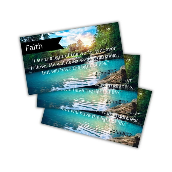 Faith Verse John 8:12 30pk 2x3.5 I am the Light of the World Wallet Card Bible Encouragement Scripture Pass It On Baptism Gift Bulk Church Members