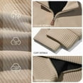 thumbnail image 6 of 1/4 Zip Pullover Men - Long Sleeve Zipper Stand Collar Sweaters Mens Ribbed Casual Fall Winter Solid Color Tops (3XL, Khaki), 6 of 7