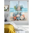 thumbnail image 4 of Summer Coral Sheer Curtains 72 Inch Long 2 Panels, Seashell Starfish in Glass Bottle Ocean Beach Light Filtering Rod Pocket Curtains, Sheer Voile Drapes for Living Room Bedroom, 52"x72", 4 of 8