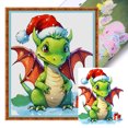 thumbnail image 1 of Hilo algodón ecológico bordado 18CT 2 hebras impresión 20*25cm Kit serie punto cruz JShteea pterosaurio dibujos animados navideños, 1 of 9