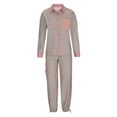 thumbnail image 4 of FRSASU Womens Pajama Sets Button Down Sets Soft Long Sleeve Sleepwear Plaid Printed Loungewear with Pockets Khaki, 4 of 6
