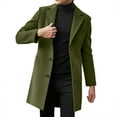 thumbnail image 2 of HAXMNOU Men Wool Coat Winter Trench Coats Long Sleeve Button Up Jacket Outwear Overcoat&nbsp; Green M, 2 of 4