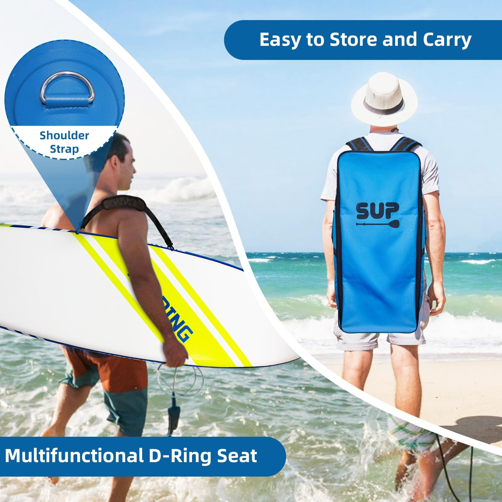 Inflatable Stand Up Paddle Boards, with SUP Paddle Board Accessories, Wide Stable Design, Non-Slip Comfort Deck for Youth & Adults