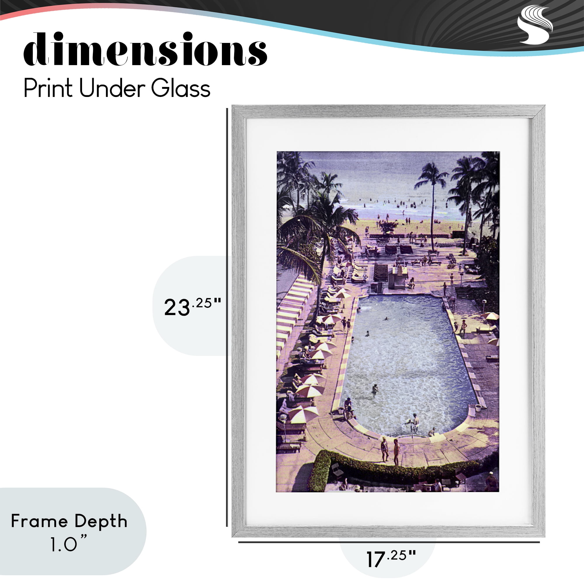 Stupell Industries Vintage Miami Sands Gray Framed Print Under Glass, design by Grotto Studios
